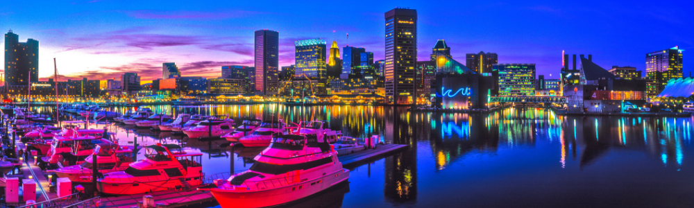 image of cruise terminal at night