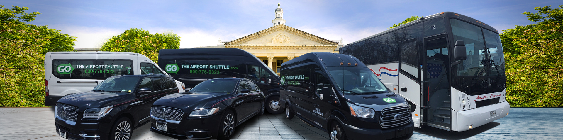image of fleet of limos on The Airport Shuttle website